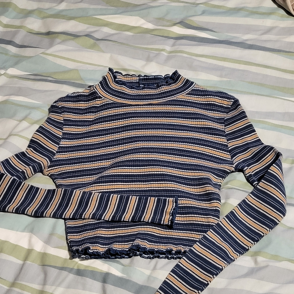 Striped Blue and Cream Women's Top